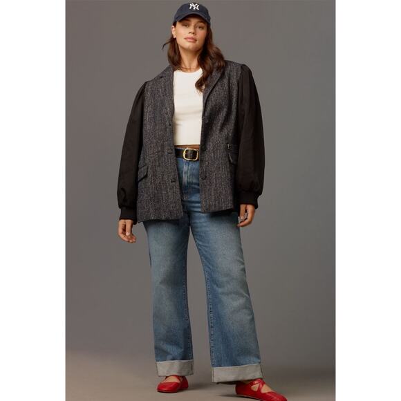 Anthropologie Maeve NWT Mixed Media Tweed Bomber Jacket Size 6 - Picture 11 of 11